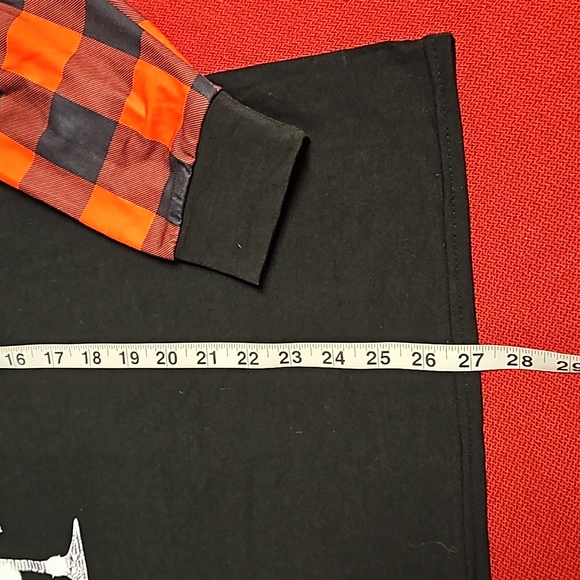 'A glass of holiday cheer' plaid sleeves office holiday party top XXL like new - Picture 6 of 6